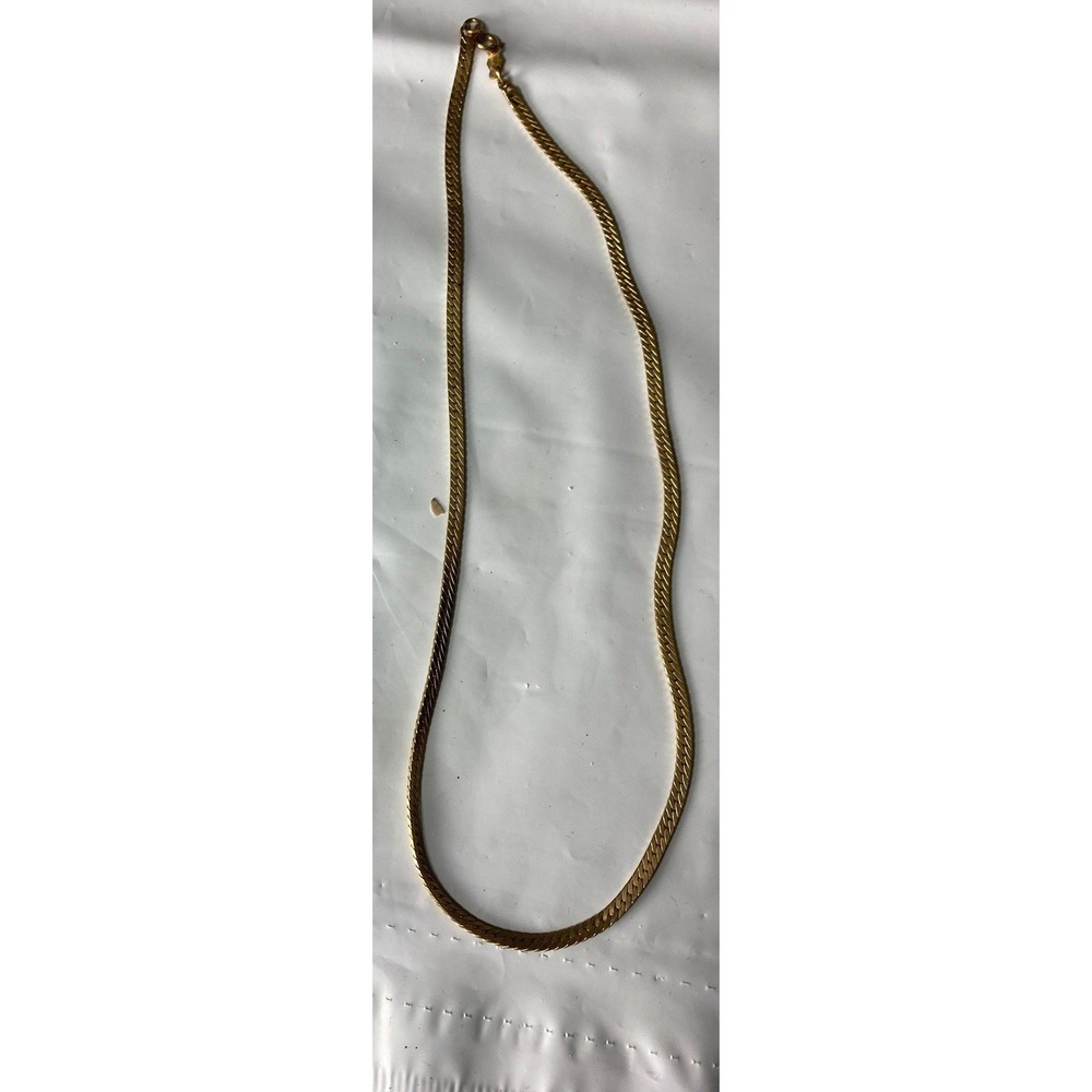 Gold Tone Herringbone Chain Necklace‎